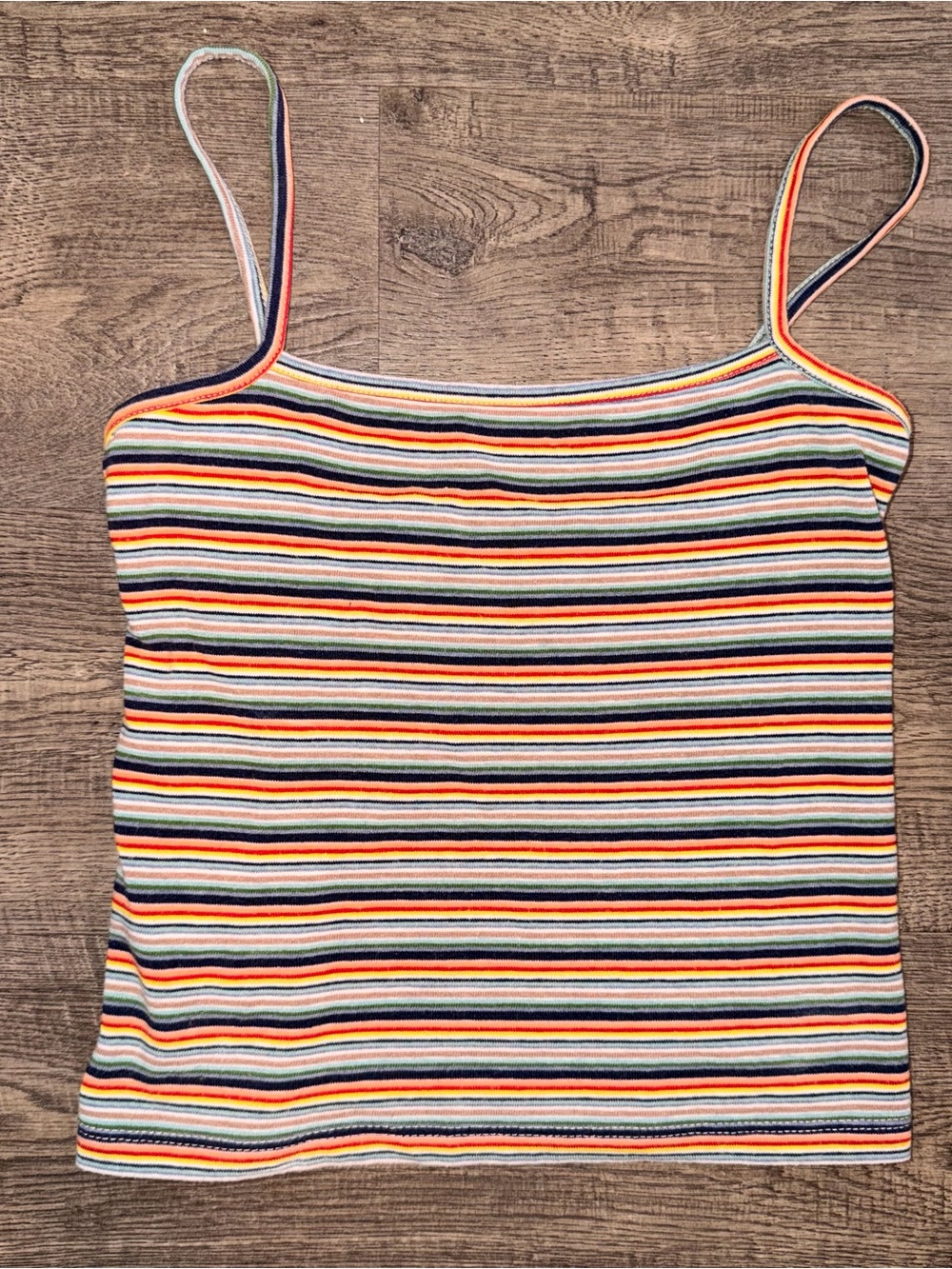 Brandy Melville Striped Multi Colored Ribbed Cami Tank Top